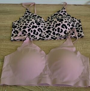Pink and Leopard Print Bralette Set Seamless Wireless